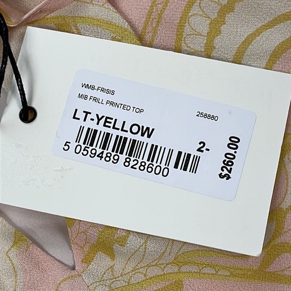 NWT Ted Baker Frisis MIB Frill Printed Top Pink Yellow 60s Retro Sz 2 M - Picture 11 of 15